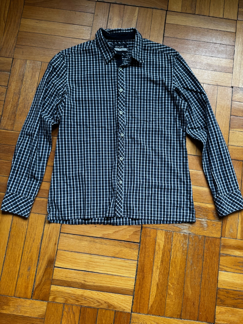 Classic Black & White Check Button-Up Shirt